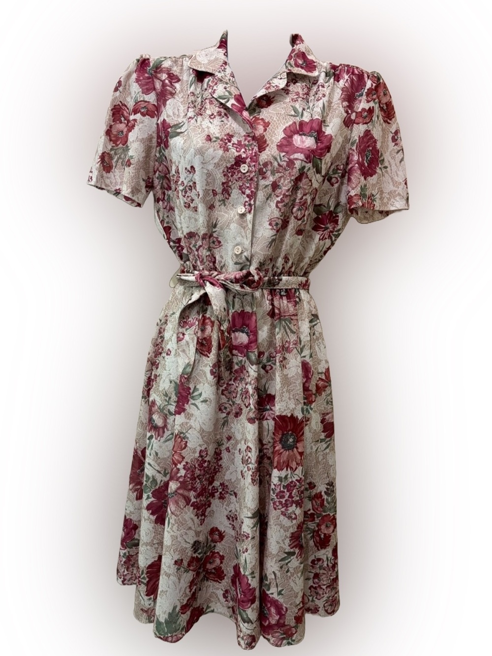 Vintage California Looks 80s 90s Floral Button Up Shirt Dress